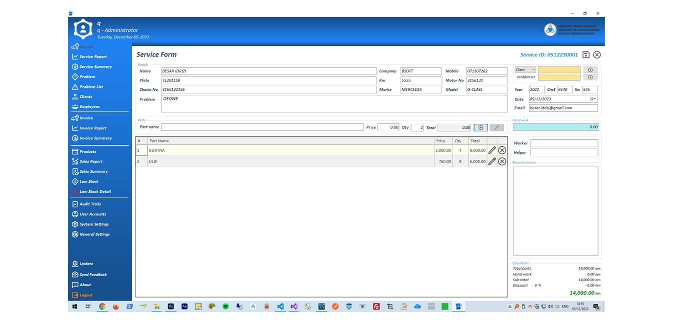 Auto Mechanical POS Software